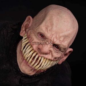 Máscaras de fiesta Máscara de látex de demonio Aterrador diablo mutante con dientes largos realistas Disfraz Fiesta de Halloween Props Stalker J230807