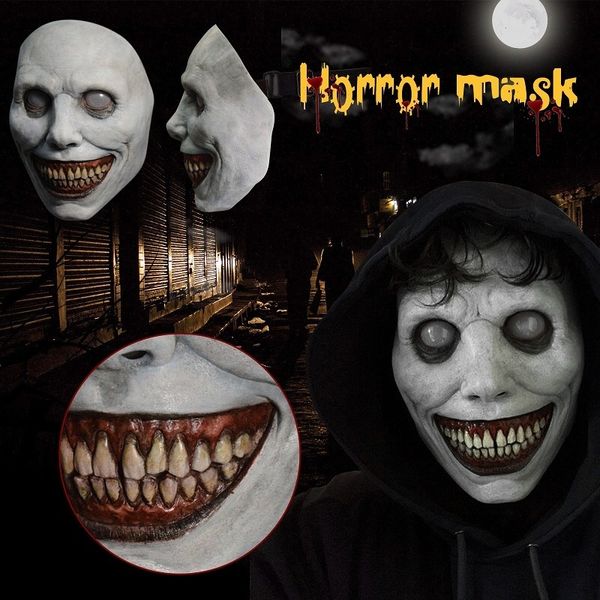 Masques de fête Masques Demon Masques Halloween Dress Up Horror Rubber Masks Cosplay Props exorcistes Masques Smile Blanc Eyes Demon Headgears Masques 230812