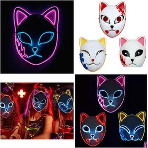 Feestmaskers Demon Slayer Tanjirou Masker Sabito Mascarilla Maskers Makomo Cosplay Masques Halloween Kostuum Mascara's Led Drop Delivery Hom Dhnjt