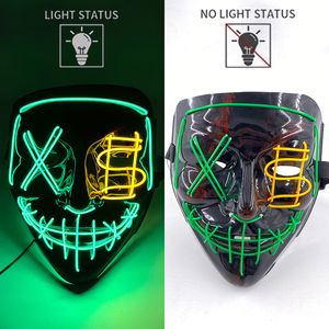 Party Masks Design Halloween Horror El Neon Party Mask Cosplay LED PURGE Maskers Liged Luminous Mask Halloween Scary Party Decoration 230818