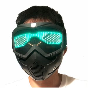 Masques de fête détachable Bluetooth RVB LED Light Up moto hors route vent lunettes de conduite masque intégré panneau d'affichage de batterie 230113