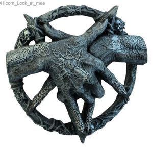 Feestmaskers Duivel Handsculptuur Baphomet Hanger Pentagram Klauw Standbeeld Draak Decoratie Gotische Hars Ambachten Dreamcatcher Ornament Decor Q231007