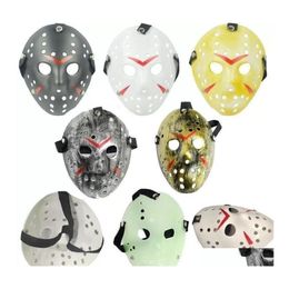 Mascaras de fiesta DHS 6 Estilo FL Face Masquerade Jason Cosplay Skl Mask Vs Friday Horror Hockey Halloween Festival de miedo Deli Dh2nw