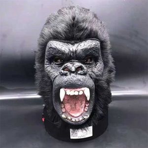 Masques de fête Diamond Planet Ape Gorilla Mask Hood Latex Animal Terrifiant Halloween Head Q240508