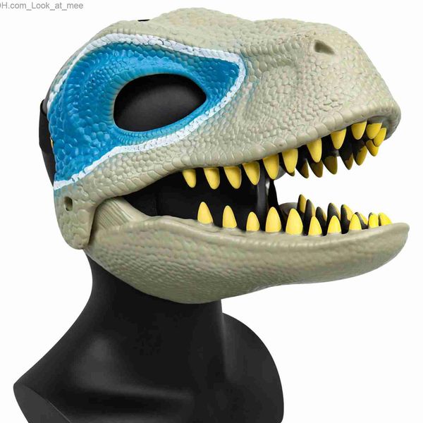Masques de fête Masque de dinosaure en plastique dur à mâchoire mobile Halloween Cosplay Party Masque de dinosaure avec mâchoire d'ouverture Porte-masque de dinosaure pour enfants adultes Q231007