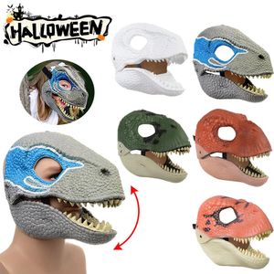 Masques de fête Masque de dinosaure Mâchoire mobile Halloween Cosplay Dino Horreur Couvre-chef Cadeaux réalistes pour enfants enfants 231207