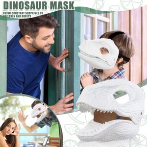 Masques de fête Masque de dinosaure avec mâchoire d'ouverture Masque Dino Mâchoire mobile Enfants Masque de dinosaure à bouche ouverte Halloween Party Cosplay Costume Masque effrayé 230826