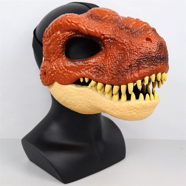 Parti Masques Dinosaure Mâchoire Mobile Enfants Bouche Ouverte Latex Horreur Coiffures Halloween Cosplay Costume Peur Adulte 220826