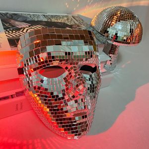 Feestmaskers Disco Ball Glitter Mirror Face Mask Festival Masquerade Masks For Cosplay Halloween Party Night Club Mask SHAP Home DJ Decor 230523