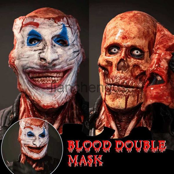 Masques de fête Double couche Halloween Masque Ripped Double Masque Sanglant Effrayant Tête de Crâne Masque Horreur Cosplay Costumes Masque x0907