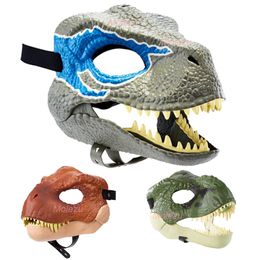 Masques de fête Dragon Dinosaure Masque Latex Horreur Dinosaure Couvre-chef Halloween Party Cosplay Costume Effrayé Masque Anti-Stress Jouets Peut Ouvrir Mo 230809