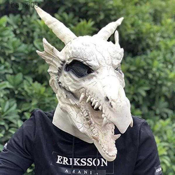Masques de fête Dragon God Bone Masque Mobile Jaw Cosplay Props Unisexe Halloween Simulation Animal Crâne Modèle Squelette Masques En Latex Naturel T230905