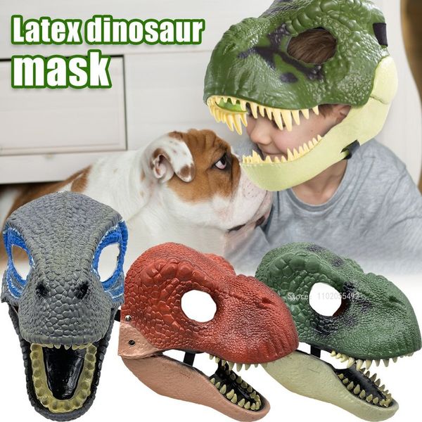 Máscaras de fiesta Máscara de dragón Halloween 3D Boca abierta Dino Cosplay Headwear Props Látex Horror Terror Navidad Decoración Regalo 230721