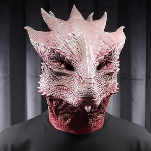 Feestmaskers Dragon Mask Role Playing Animal Warrior Character Monster Latex Helmet Halloween Carnival Costume Props Q240508