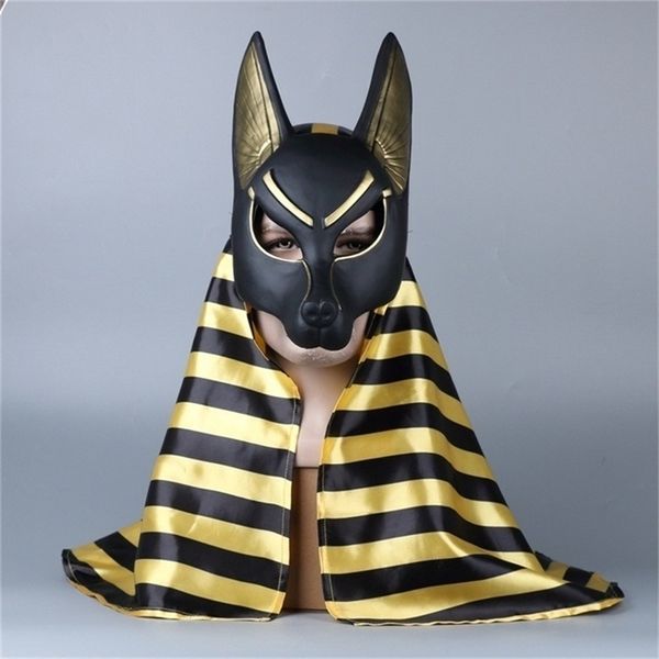 Masques de fête Égyptien Anubis Cosplay Masque Visage Loup Tête Chacal Animal Mascarade 220823