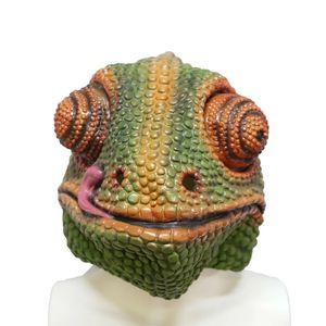 Masques de fête Eraspooky Animal Masque Caméléon Masque Complet Reptile Lézard Cosplay Latex Couvre-chef Pâques Halloween Carnaval Accessoires De Fête 231006