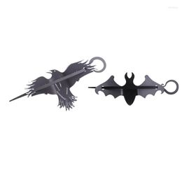 Feestmaskers Prachtige vleermuis haarclip duivel Barrette Black Raven Haarspeld realistisch dier kopstuk Halloween Cosplay Po Prop