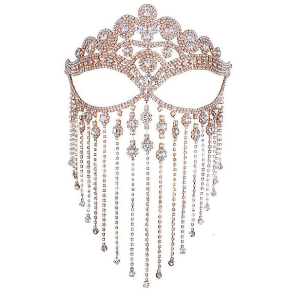 Masques de fête visage chaîne gland mascarade visage voile fête bijoux Halloween bijoux femmes à la main cristal Sexy masque 230313