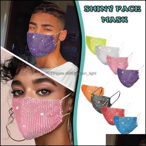 Máscaras de fiesta Moda Máscara de diamante Colorf Malla Bling Rhinestone Grid Net Lavable Sexy Hollow para mujeres Chica Entrega de gota Home Garden Othiw