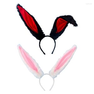 Masques de fête femmes filles Lolita Cosplay bandeau moelleux en peluche douce longues oreilles Bandana cheveux cerceau dessin animé Anime casque
