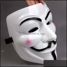 Máscaras de fiesta Suministros festivos Home Garden V Para Vendetta Anónimo Guy Fawkes Disfraces Adt Accesorio de disfraces Cosplay de plástico Pab11063 Dr