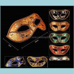 Feestmaskers feestelijke benodigdheden huizen tuin halfgezicht Rhinestone Lace Mask Venice Halloween Decoration Christmas Bal Dhzyq