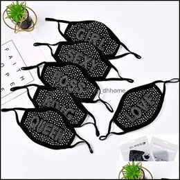 Masques de fête Fournitures de fête Maison Jardin Mode Colorf Visage Bouche Masque Bling Diamant Strass Réutilisable Lavable Sexy Amour Holloween Let