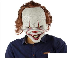 Masques de fête Fournitures de fête Maison Jardin Sile Film Stephen Kings It 2 Joker Pennywise Masque Fl Visage Horreur Clown Fin Dhqc815091104151715