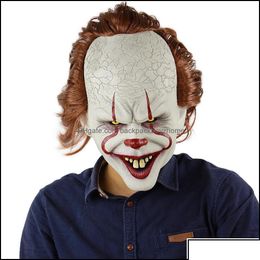 Máscaras de fiesta Suministros festivos Home Garden Sile Movie Stephen Kings It 2 Joker Pennywise Mask Fl Face Horror Clown Lat Otk2O