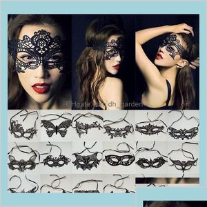 Máscaras de fiesta Suministros festivos Home Garden Mujeres Sexy Lady Lace Eye Mask para Halloween Mascarada veneciana Evento Mardi Gras Ot5D9