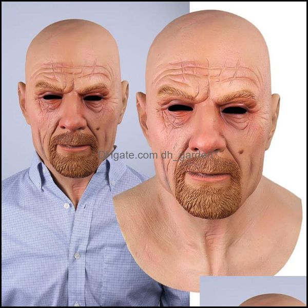 Masques de fête Fournitures de fête Maison Jardin Walter Masque en latex blanc Breaking Bad Professeur M. Costume réaliste Ha Dhim4