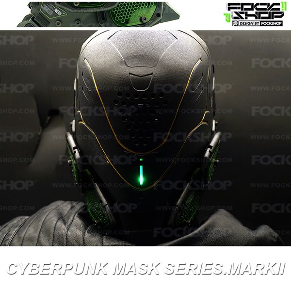 Masques de fête Fockshop CyberPunk Masque Night City Cosplay Stage Propriété SCI-FI LED Lampe Halloween Festival Party Cadeaux pour adolescents 230824