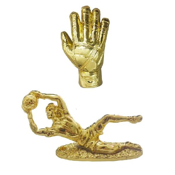 Masques de fête Trophée de football Gardien de but Gant d'or Porte-clés Métal Monde Joueur de football Modèle Jouets Fans Souvenir Enfant Cadeau 231206