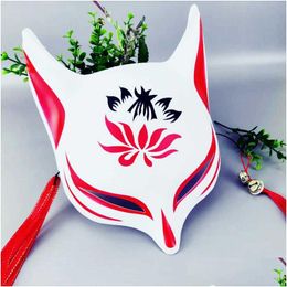 Party Maskers Vos Maskers Japanse Cosplay Demon Kitsune Halloween Fl Gezichtsmasker Maskerade Partij Rekwisieten Met Bellen En Kwasten Drop Leveren Dhgpf