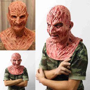 Máscaras de fiesta Freddy Krueger Máscara Película de Halloween Una pesadilla en Elm Street Terror Fiesta Cosplay Accesorios de disfraces Horror Látex Sombreros Q231007