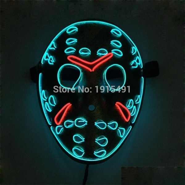 Masques de fête Vendredi Le 13ème chapitre final LED Light Up Figure Masque Musique Active El Fluorescent Horreur Hockey Party Lights T200907 Dr Dhogk