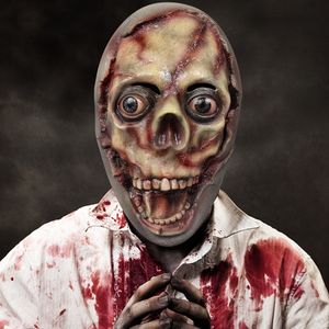 Masques de fête Tête complète Crâne Masque fantôme Halloween Effrayant Squelette sans peau Masque en latex Maison hantée Tricky Prop 230824