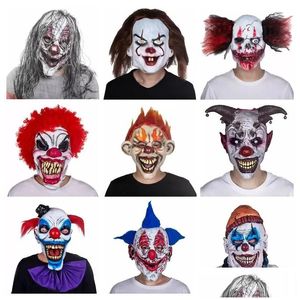 Masques de fête Found Clown Face Dance Cosplay Latex Costumes accessoires Halloween Terror Mask Men Scary L10 Drop Livrot Home Garden Festiv Dhtgw