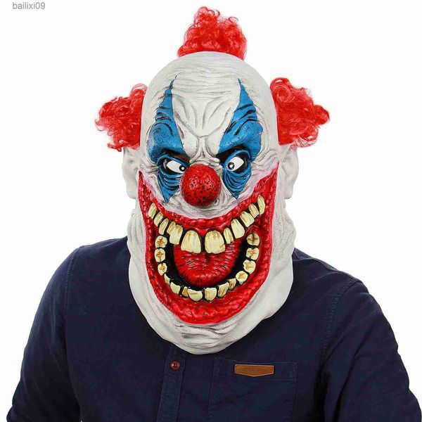 Máscaras de fiesta Divertido Joker Pelo rojo Payaso Cosplay Máscara Halloween Scary Latex Casco Carnaval Fiesta Disfraz Máscaras Adulto T230905