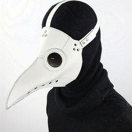 Feestmaskers grappige middeleeuwse steampunk pest dokter vogel masker latex punk cosplay coak volwassen Halloween evenement rekwisieten white black 220921