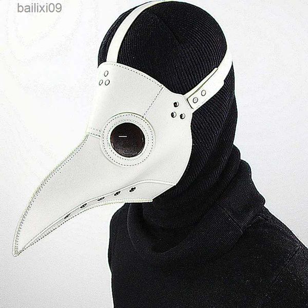 Máscaras de fiesta Divertidas Medieval Steampunk Plaga Doctor Máscara de pájaro Látex Punk Cosplay Máscaras Pico Adulto Evento de Halloween Accesorios de cosplay Blanco Negro T230905