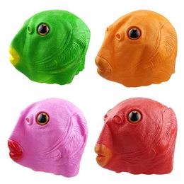 Feestmaskers grappig speelgoed vishoofd masker rubber latex gezicht cover helm dier monster hoofddeksels veilige prestaties prop 230814
