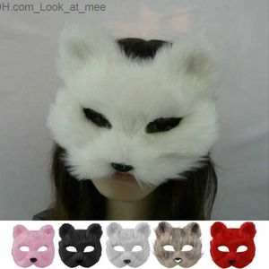 Masques de fête Furry Fox Masques Demi-visage Masque pour les yeux pour femmes Hommes Cosplay Prop Halloween Noël Carnaval Fête Animal Cosplay Masque Accessoires Q231009