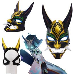 Party Masks Game Genshin Impact Xiao Cosplay Resin PVC Helmet Anime Figuur Model Luminescent Mask Halloween Carnival Costume 230821