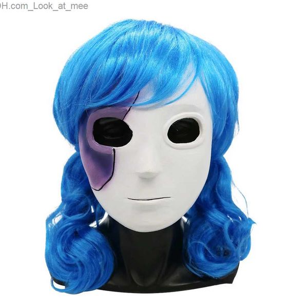Máscaras de fiesta Juego Sally Face Mask Sally Masks Peluca azul Sallyface Cosplay Peluca Halloween COS Props Cara juguetona Máscara de látex de Halloween Q231007
