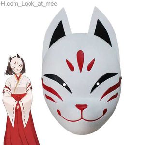 Masques de fête Genshin Impact Hanachirusato Cosplay Masque de renard Kazari Hanachiru Sato Masque Miko Halloween Carnaval Accessoires faciaux japonais Q231009