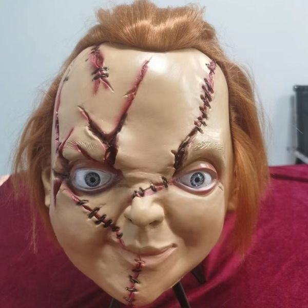 Máscaras de fiesta Muñeca fantasma Máscara de Chucky Máscara de látex aterradora de Halloween Máscara de cicatriz Horror Cosplay Disfraz Etiqueta Conjunto de fiesta 230824
