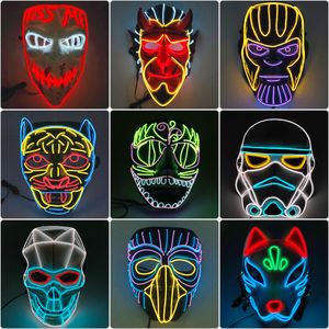 Masques de fête Cosplay Masque Party Mask Cartoon Personnages Scary Monsters Animaux féroces Masque néon LED Luminal pour Halloween Carnival 230817