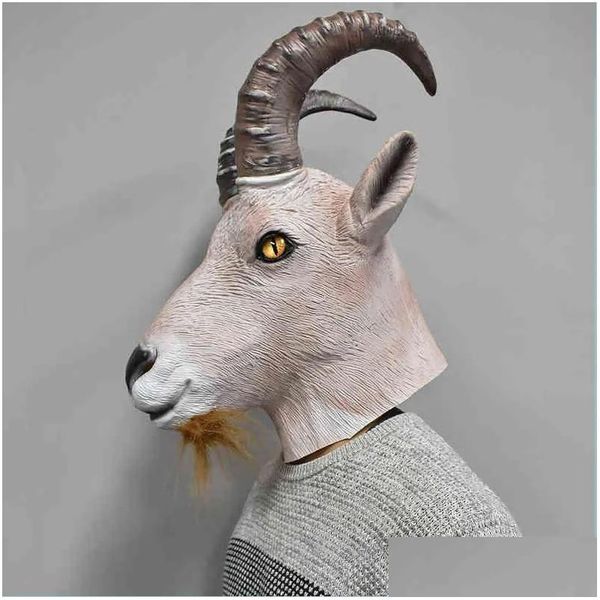 Masques de fête Chèvre Antilope Animal Tête Masque Nouveauté Halloween Costume Latex Fl Mascarade Pour Adts Drop Livraison Maison Jardin Festif S Dhm2T