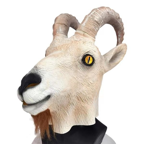 Masques de fête Masque de chèvreChèvre Antilope Tête d'animal Masque Nouveauté Costume d'Halloween Latex Complet 230721